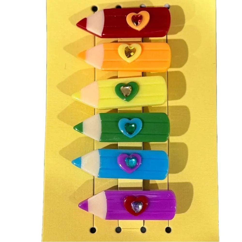 NWOT Piper K Crayon Barrettes - set of 6 • Back to School • Teacher •Art • Prek